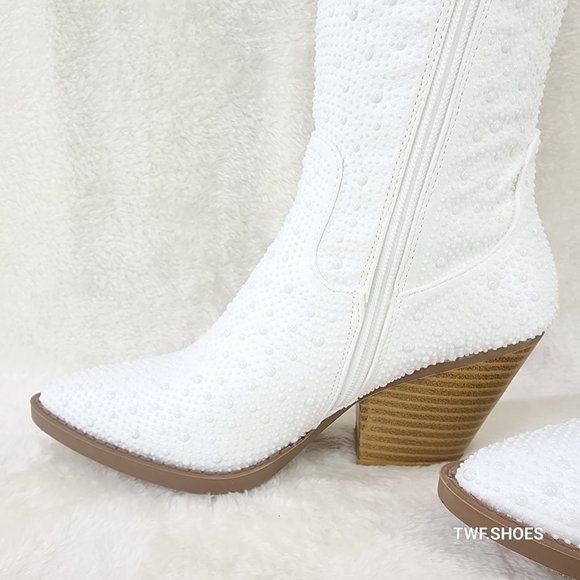 Taysha Western Pearl Knee High Boots